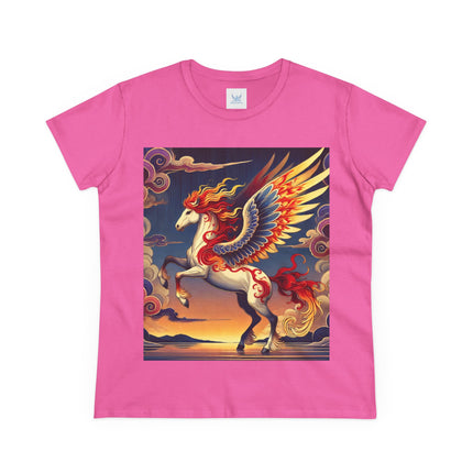 Flame-Winged Horse at Sunset Cotton Tee