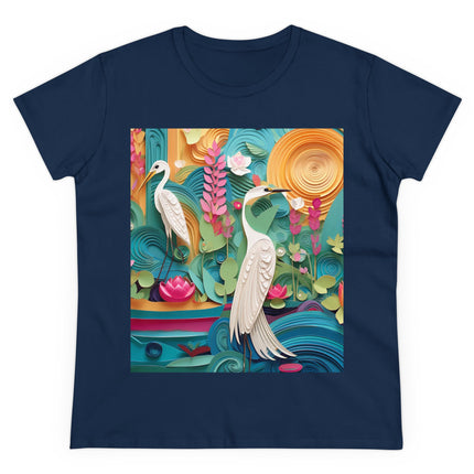 Elegant Egret Oasis Women's Midweight Cotton Tee