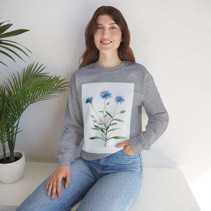 Blue Strawflower by Anselmus Boëtius de Boodt Heavy Blend™ Crewneck Sweatshirt