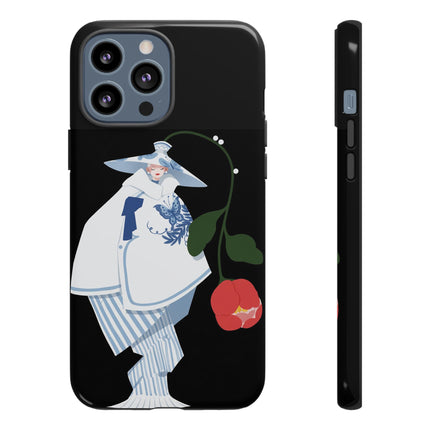 Blue & White Porcelain Geisha Phone Case – Elegant Mystery & Floral Grace