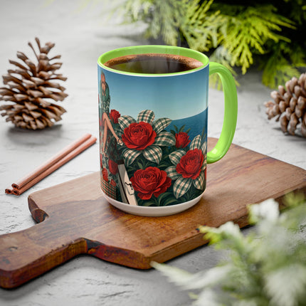 ⛵🌹 The Seaside Rose Traveler Colorful Mug – Art Deco Floral Elegance