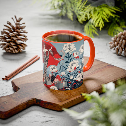 ❤️🌺 The Scarlet Parasol Spectacle Colorful Mug – Art Deco Fashion Elegance