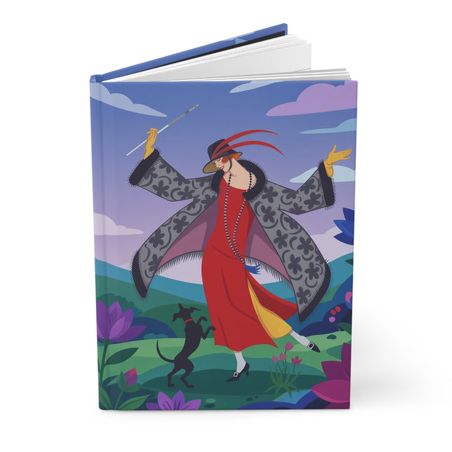 🎭🐕 The Lady And The Dancing Dog Hardcover Journal – Art Deco Garden Whimsy