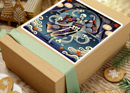 Skeleton Kabuki Performer Kiss-Cut Stickers (4 Sizes)