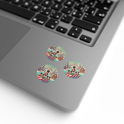 Nutcracker Candy-Striped Adventure Round Sticker Label Rolls
