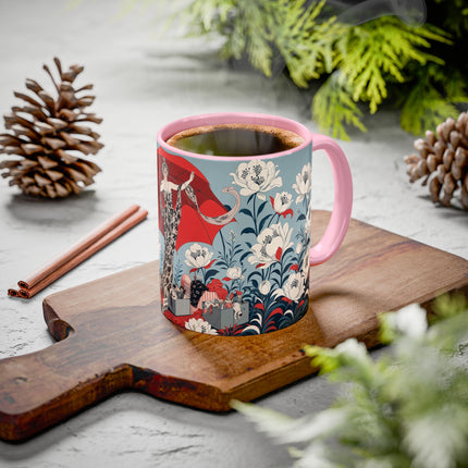 ❤️🌺 The Scarlet Parasol Spectacle Colorful Mug – Art Deco Fashion Elegance