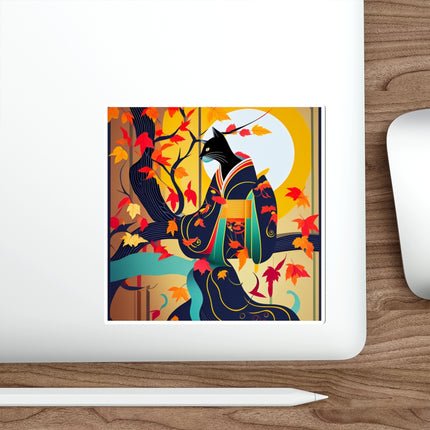 Black Cat in Kimono Die-Cut Stickers (5 Sizes)