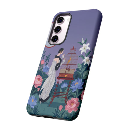 🌸🐦 The Lady Of The Garden Birdcage Phone Case – Art Deco Floral Elegance