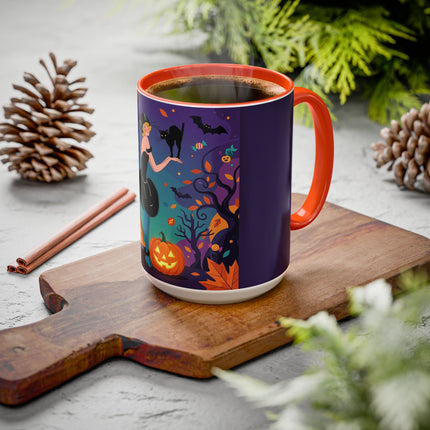 🐈‍⬛🎃 The Midnight Black Cat Masquerade Colorful Mug – Whimsical Halloween Elegance