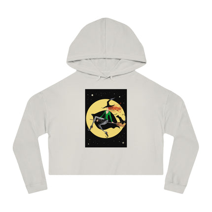 A Witch’s Moonlit Flight Women’s Cropped Hooded Sweatshirt