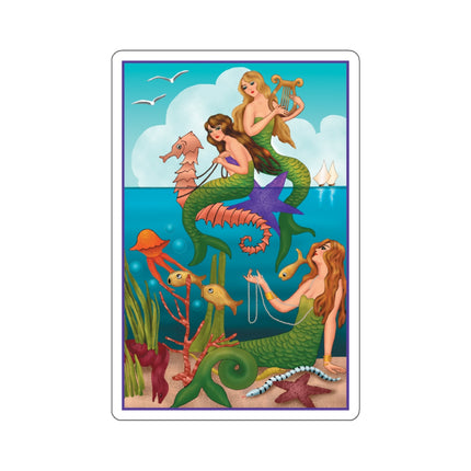 Three Mermaids with Strings of Pearls by Carlo Chiostri Kiss-Cut Stickers (4 Sizes)