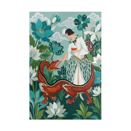 🐉🌿 The Dragon Keeper Puzzle – Art Deco Floral Fantasy