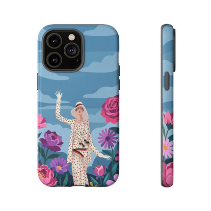 🌺👒 The Grand Flower Promenade Phone Case – Art Deco Fashion Illustration