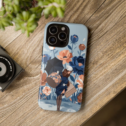 ☂️🌺 The Lady Of The Traveling Garden Phone Case – Art Deco Floral Adventure