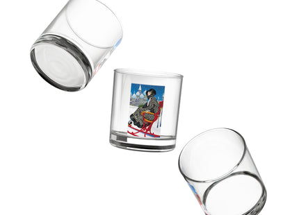 Elegant Winter Woman in Sleigh Rocks Glass, 10oz