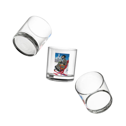 Elegant Winter Woman in Sleigh Rocks Glass, 10oz