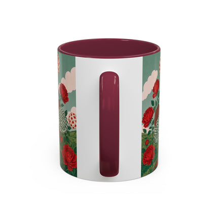 🌹💚 The Scarlet Rose Checkerboard Garden Colorful Mug – Art Deco Floral Whimsy