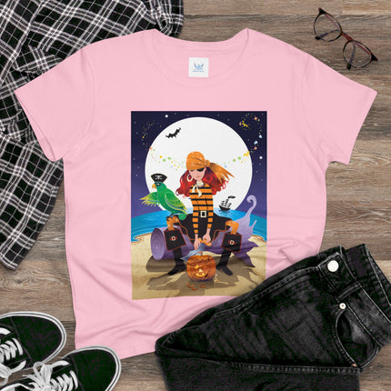 Moonlit Pirate Halloween Women's Midweight Cotton Tee
