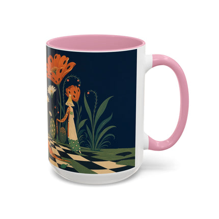 🌼🧡 The Midnight Floral Masquerade Colorful Mug – Art Deco Fashion Fantasy