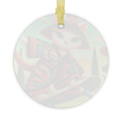 Dragon Dance on Wheels Glass Ornament