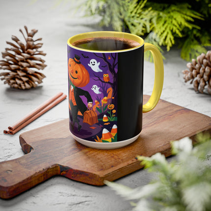 🎃🏮 The Pumpkin Gentleman's Moonlit Stroll Colorful Mug – Whimsical Halloween Charm