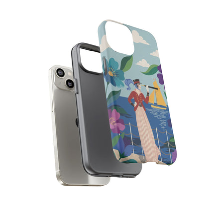 🌊🔭 The Lady Of The Seaside Lookout Phone Case – Art Deco Nautical Adventure
