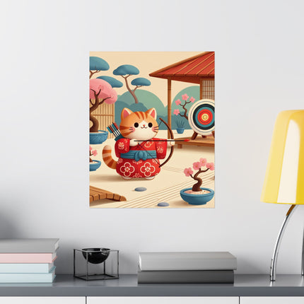 🏹🐱 Archer Kitten in the Zen Garden Matte Vertical Poster – Focus, Whimsy & Zen Balance