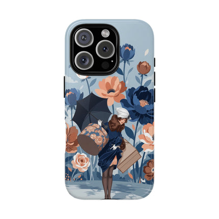 ☂️🌺 The Lady Of The Traveling Garden Phone Case – Art Deco Floral Adventure