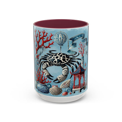 Spotted Crab & Pagoda Colorful Mug – Mystical Ocean & Asian Harmony