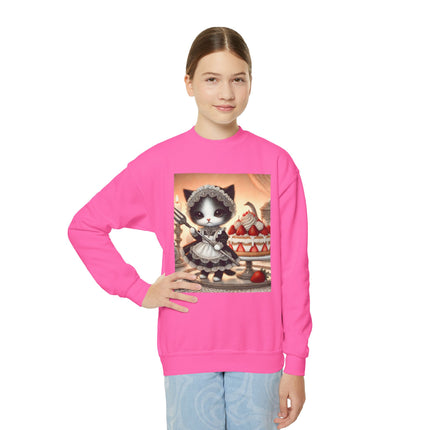Patisserie Kitten Youth Crewneck Sweatshirt – Sweet Charm, Cozy Comfort & Storybook Delight