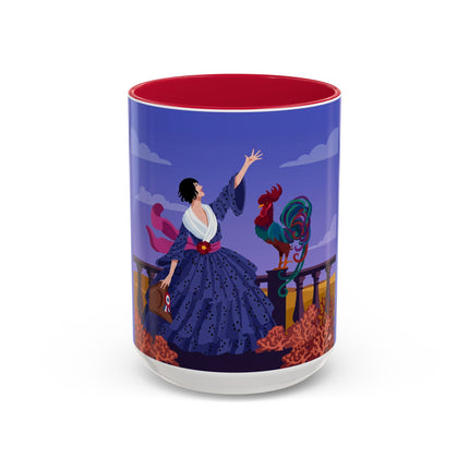 The Dawn Serenade Colorful Mug (11oz, 15oz) – Rooster Beauty, Morning Charm & Art Deco Elegance
