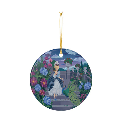 🦚🌸 The Peacock Garden Terrace Ceramic Ornament – Art Deco Floral Elegance