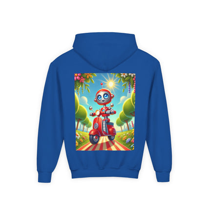 The Traveling Robot Youth Hooded Sweatshirt – Adventure, Curiosity & Playful Discovery