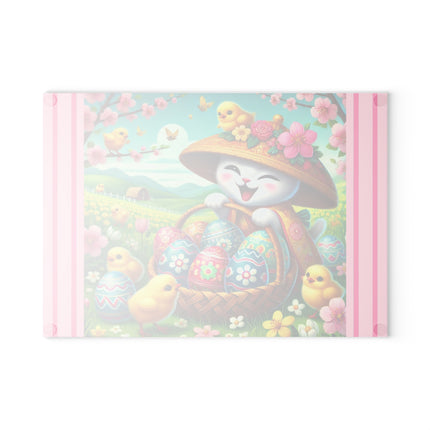 Geisha Kitten’s Easter Delight Glass Cutting Board