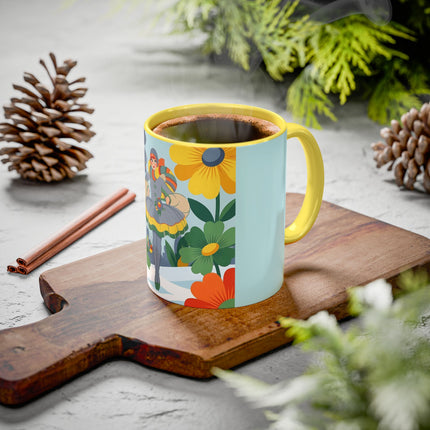❄️🌼 The Winter Flower Wanderer Colorful Mug – Colorful Art Deco Snow Fantasy