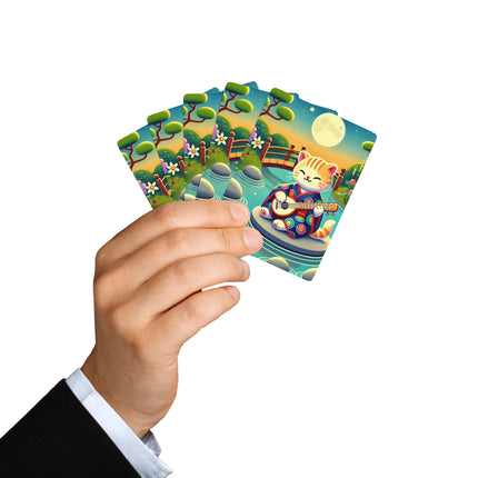 Melodic Kitten by the Koi Pond Playing Cards