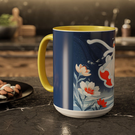 ❄️⛸️ The Winter Skater’s Flight Colorful Mug – Art Deco Floral Fantasy