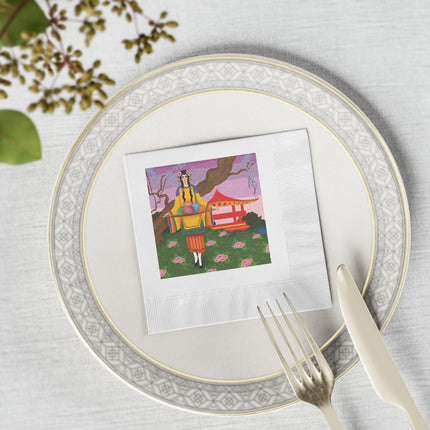 Elegance and Blooms White Coined Napkins