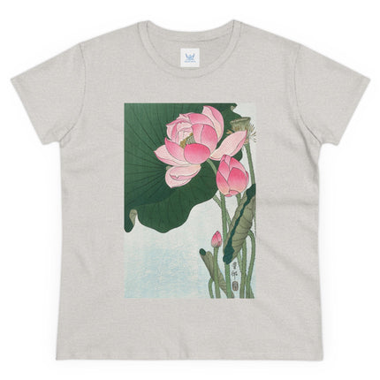 Blooming Lotus Flowers by Ohara Koson Women's Midweight Cotton Tee