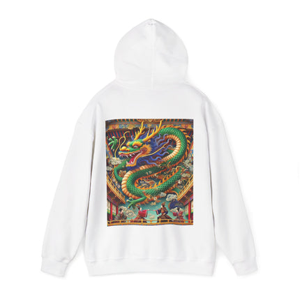 Tibetan Dragon Over Kabuki Duel – Heavy Blend™ Hooded Sweatshirt