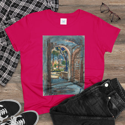 Gate in S. Miniato by Martin Monnickendam Women's Midweight Cotton Tee