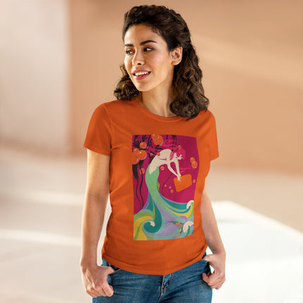 Mermaid Dive Women's Midweight Cotton Tee – Joyful Underwater Fantasy