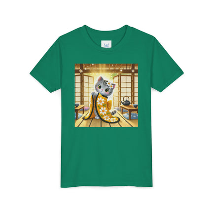 Playful Kitten in the Tea Room Youth Short Sleeve Tee