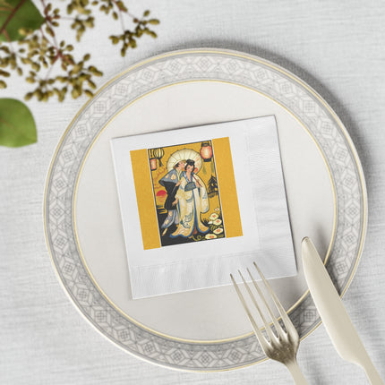 Golden Embrace White Coined Napkins