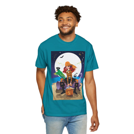 Moonlit Pirate Halloween Unisex Garment-Dyed T-shirt