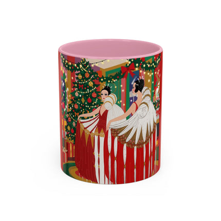 🎄💃 The Christmas Mirror Duet Colorful Mug – Art Deco Holiday Elegance