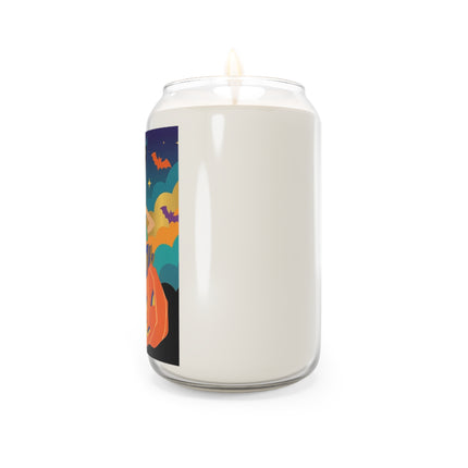 🌙🎃 The Witch Of Crescent Moon Pumpkin Scented Soy Candle – Colorful Halloween Charm