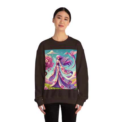 Petals in the Wind: The Kimono Fairy and the Sky Dragon Heavy Blend™ Crewneck Sweatshirt