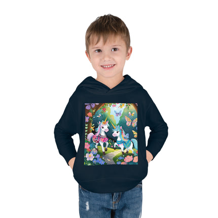 Baby Unicorns and Fluttering Butterflies Toddler Pullover Fleece Hoodie