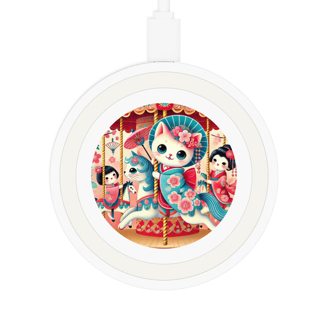 Geisha Kitten's Enchanted Carousel Ride Quake Wireless Charging Pad